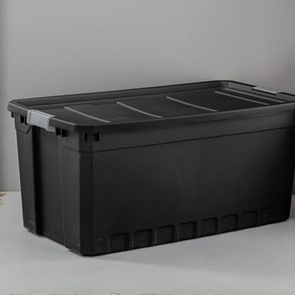 Sterilite 9-Pack Plastic Storage Bins with Lids, Stackable Containers, 50 Gallon, Black - size: 50 Gallon, style: 9 Pack