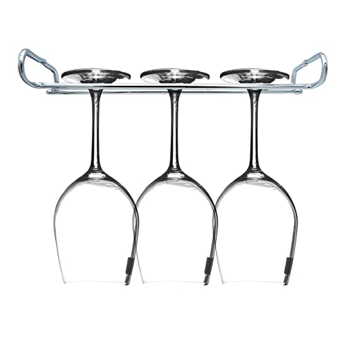 10 Inch Wine Glass Rack Under Cabinet Shelf Stemware Storage Hanging Hanger Organizer Glasses Holder with Drying Under Counter Metal for Kitchen and Bar Set of 4 Silver - size: Set of 4 silver, style: Double Opening