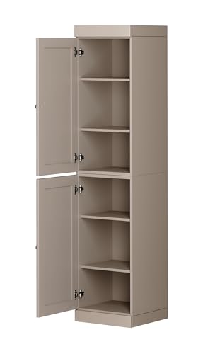 Solid Wood Kitchen Pantry - Narrow Storage Cabinet - Shaker Doors, Adjustable Shelves, Beige, 16.5" Wide x 71.5" Tall, 100% Eco-Friendly Wood, Modular Pantry Cabinet Systems - color: Beige, style: Shaker Doors