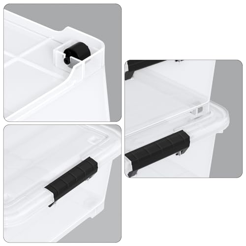 25 Quart Clear Under Bed Storage Container with Wheels, 4 Packs | Stackable Plastic Underbed Bin with Lid - size: 25 Quart