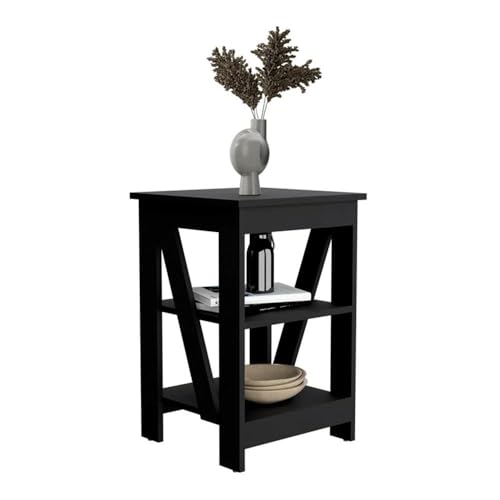 Tuhome Greter Floating Nightstand, 24" Tall Bedside Table with 2 Drawers & Open Shelf, Engineered Wood Night Stand for Bedroom, Narrow Small Nightstand in White or Black