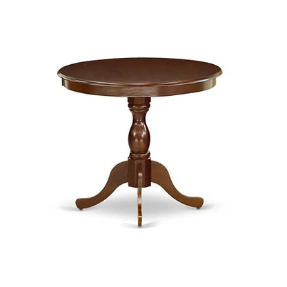 East West Furniture AMT-MAH-TP Antique Dining Room Table - a Round Kitchen Table Top with Pedestal Base, 36x36 Inch, Mahogany - color: Amt-mah-tp