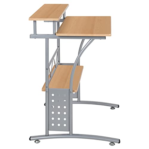 Flash Furniture Clifton Maple Computer Desk with Top and Lower Storage Shelves 28 Inch - color: Maple, size: 28 Inch