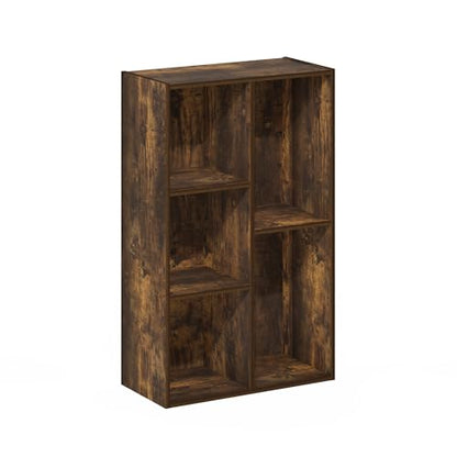 Furinno LUDER Book Shelf, 5-Cube Bookshelf, Reversible Bookcase, 9.4 x 19.5 x 31.5, Easy Assembly, for Living Room, Bedroom, Home Office, Amber Pine - color: Amber Pine, size: 5-Cube