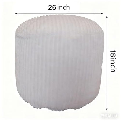 Unstuffed Pouf Ottoman Cover Round Floor Foot Rest for Couch Footstool | Ottomans Cover, Storage Pouf, Soft Touch, Large, Fluffy, Floor Poufs with storage, for living room, Bedroom, dorm