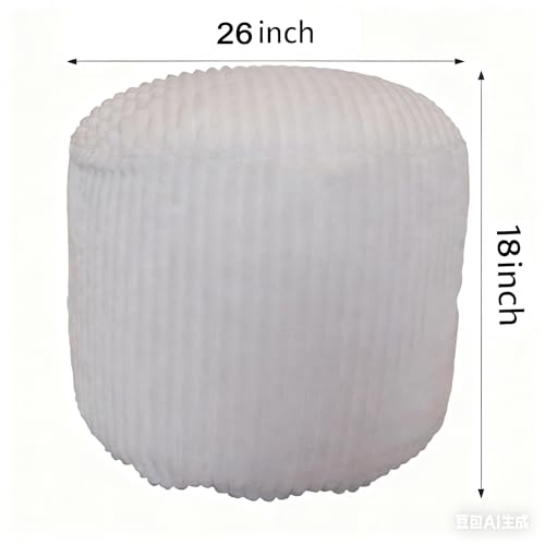 Unstuffed Pouf Ottoman Cover Round Floor Foot Rest for Couch Footstool | Ottomans Cover, Storage Pouf, Soft Touch, Large, Fluffy, Floor Poufs with storage, for living room, Bedroom, dorm