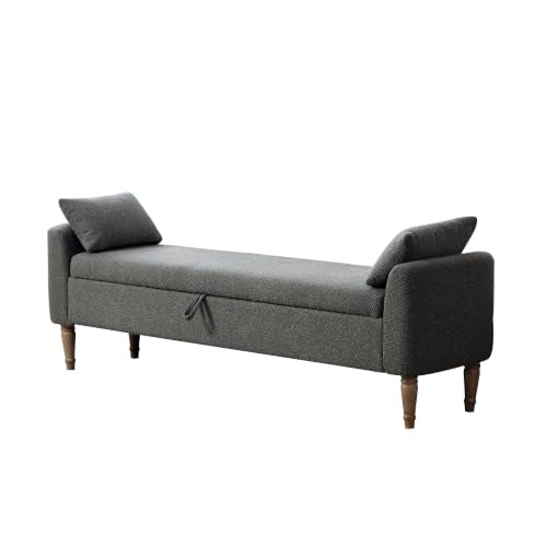 Chifee & Vingol 66" W Storage Benches End of Bed Bench with Pillow,Charcoal - color: 66"-charcoal