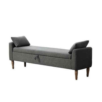 Chifee & Vingol 66" W Storage Benches End of Bed Bench with Pillow,Charcoal - color: 66"-charcoal