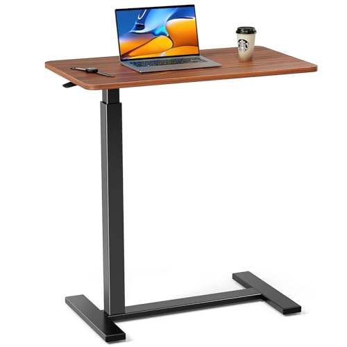 Sweetcrispy Overbed Table, Bedside Table, Storage Shelf | Adjustable Rolling Wheels, Mobile Laptop Desk, Space Saving Frame, Dorm, Apartment, Chocolate - color: Chocolate