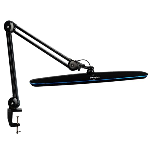 23-Inch LED Task Lamp with Clamp, 24W 2200LM, Black | 117 SMD LEDs with 4 brightness levels provide eye-caring lighting for reading, crafting, office work, and study - color: Black