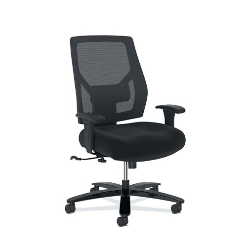 HON Crio Big and Tall Ergonomic Office Chair, Heavy Duty Desk Chair, Black | Big and tall ergonomic office desk chair for desk work, lumbar support, adjustable arms, mesh comfort, 450 lb capacity - color: Mesh Back - Big and Tall