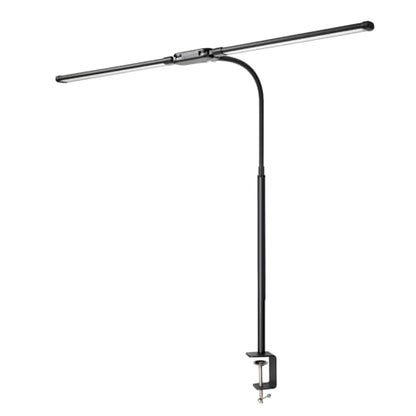 LED Desk Lamp with Clamp, Dual Head Desk Light for Home Office, Eye-Caring Monitor Desk Lamp with Remote, Flexible Gooseneck Architect Task Lamp, 10 Brightness Levels & 5 Color Modes Black - color: Black