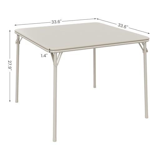 Folding Card Table and Chair Set of 5, No Assembly Required, Beige | Portable Square Card Table with 4 Padded Chairs, Foldable Chairs and Tables for Home, Indoor and Outdoor, Space-Saving