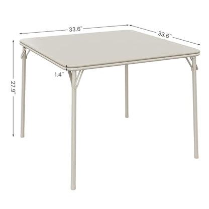 Folding Card Table and Chair Set of 5, No Assembly Required, Beige | Portable Square Card Table with 4 Padded Chairs, Foldable Chairs and Tables for Home, Indoor and Outdoor, Space-Saving
