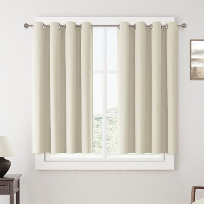 ChrisDowa Birch Blackout Curtains 45 Inches Long 2 Panels for Bedroom | Room Darkening,Light Blocking,Thermal Insulated,Faux Linen,Farmhouse,Grommet,Window Treatment,Drapes,Living Room,52x45 - color: Birch, size: 52"W x 45"L (Pack of 2)