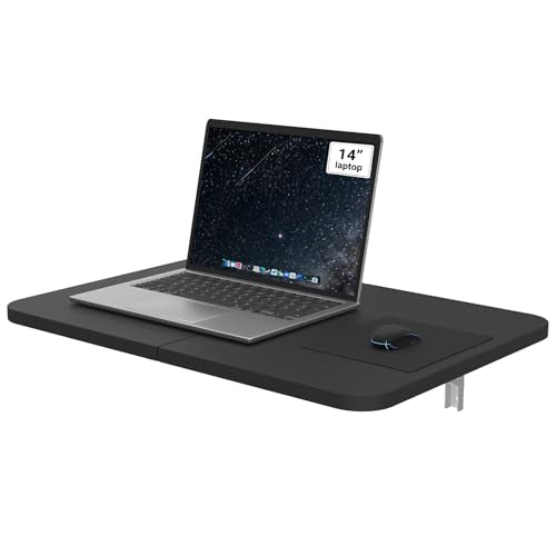Neoaider Wall Mounted Folding Desk 23.6” x 15.7”, Black | Drop Down Table with Metal Collapsible Brackets, Folding Wall Table for Small Spaces, Home, Office, Kitchen, Laundry Room - color: Black, size: 23.6" x 15.7"