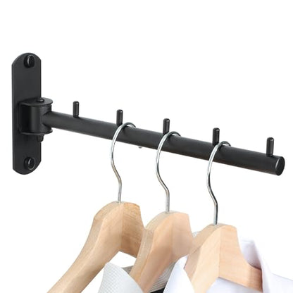 Mooche Swing Clothes Hanger Rack, Garment Racks 9.45" Long, Black | 180°Rotation Laundry Drying Rack 304 Stainless Steel Space Saving Wall Mounted for Laundry Room Bedroom Balcony - color: Black, size: 1 Pack