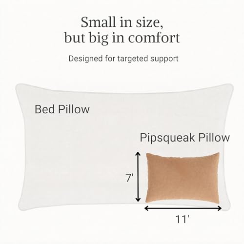 Pipsqueak Microfiber Pillow - Small, Mini, Tiny - 11 x 7 in - Perfect for Travel, Cars, Airplanes, Camping, Dogs, Toddlers, Kids, Lumbar, Knees and Neck - Ages 2 Yrs and Up - color: Khaki, size: 1 Pack, style: Non-Personalized