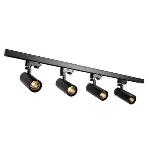 UPO 4-LED Track Lighting kit, 3000 Lumens 4000K,Ceiling Spot Lighting for Kitchen, Living Room, Bedroom Adjustable Track Head Easy Installation, LED Bulbs Included, Black - color: 4000k black