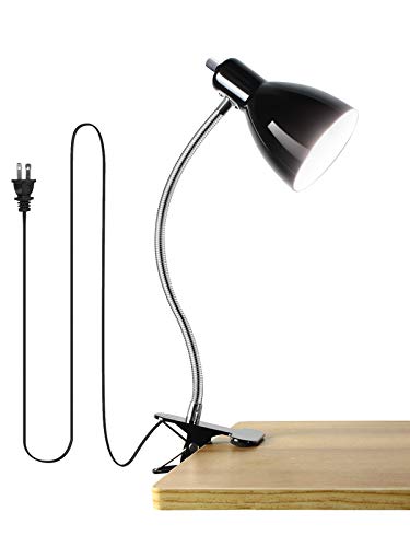 Desk lamp Eye-Caring Table Lamps, 360°Rotation Gooseneck Clip on Lamp Reading Light Portable Reading Book Light Clamp Study Desk Lamps for Bedroom and Office Home Lighting (Black) - color: Black