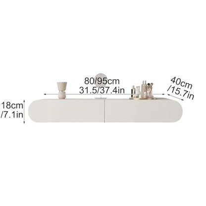 JHDXL Floating Vanity Desk, Small Wood Vanity Desk with Mirror, Floating Makeup Vanity for Wall, Fold Down Wall Mount Hairdressing Desk, for Bedroom(95cm/37.4in) - size: 95cm/37.4in