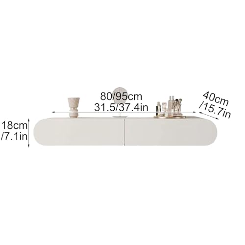 JHDXL Floating Vanity Desk, Small Wood Vanity Desk with Mirror, Floating Makeup Vanity for Wall, Fold Down Wall Mount Hairdressing Desk, for Bedroom(80cm/31.5in) - size: 80cm/31.5in