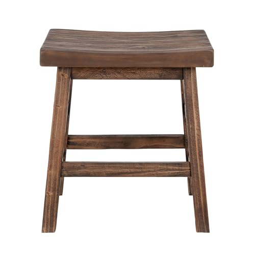 Alaterre Furniture Pomona 20-Inch Counter Height Saddle Seat Barstool – Solid Wood, Backless Rustic Farmhouse Stool in Natural Finish for Kitchen Island or Dining Room (Natural) - style: Wood Frame Barstool