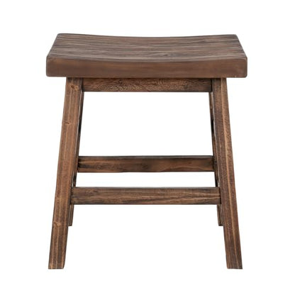 Alaterre Furniture Pomona 20-Inch Counter Height Saddle Seat Barstool – Solid Wood, Backless Rustic Farmhouse Stool in Natural Finish for Kitchen Island or Dining Room (Natural) - style: Wood Frame Barstool