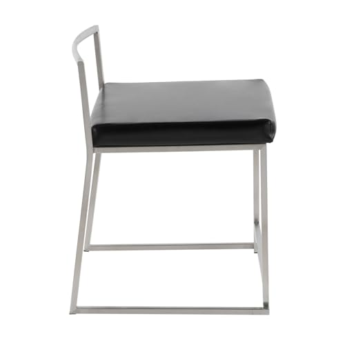 Contemporary Stackable Dining Chair in Black Faux Leather - Set of 2