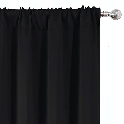 Black Blackout Curtains/42 x 54 Inch/Set of 2 Panels Room Darkening Curtains for Bedroom - color: Black, size: 42"W x 54"L (Pack of 2)