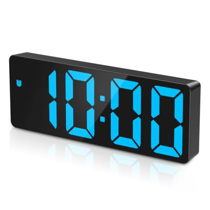 AMIR Digital Alarm Clock, 6.3" Large LED Display Bedside Clock | Auto Night Dimming, 12/24H, Adjustable Snooze, Dual Power Supply, Bedroom Office - color: Blue