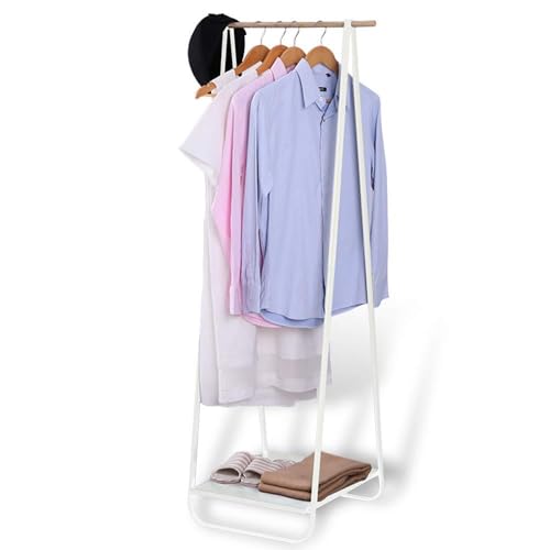 JEFEE Narrow Clothes Rack - Simple Garment Rack Mini Clothing Rack with Shelf 1-Tier Coat Clothing Organizer Storage for Small Space, Entryway, Bedroom, White - color: White