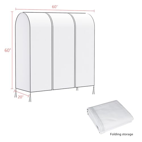Zilink Garment Rack Cover Garment Bags Protector Wardrobe Cover 60in, White | Dustproof, Breathable, 2 Durable Zippers, Clothes Rack Cover for Garment Rack (Rack Not Included) - size: 60"L x 20"W x 60"H - White