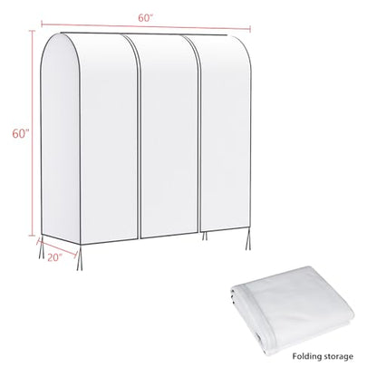 Zilink Garment Rack Cover Garment Bags Protector Wardrobe Cover 60in, White | Dustproof, Breathable, 2 Durable Zippers, Clothes Rack Cover for Garment Rack (Rack Not Included) - size: 60"L x 20"W x 60"H - White
