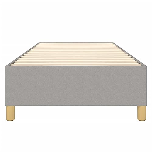 Single Bed Frame, Modern Upholstered Fabric Platform Bed with Sturdy Wooden Slats, Light Grey Twin Size Foundation for Bedroom, Easy Assembly - size: Single