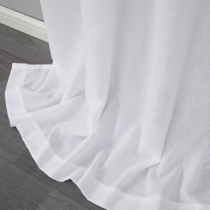 White Back Tab Linen Blend Sheer Curtains for Living Room 42x84 Inch Length - color: White, size: 42"W x 84"L (Pack of 2)