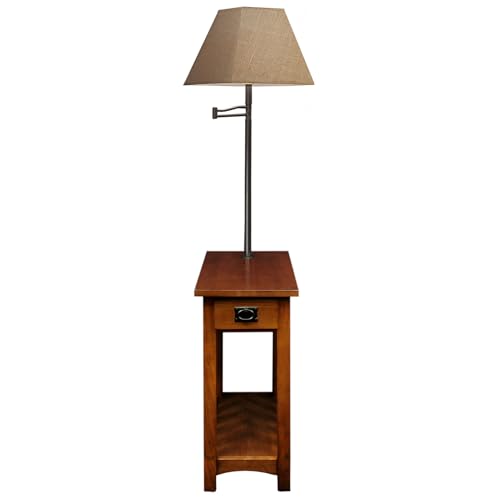 Leick Home Mission End Table, 12", Medium Oak - color: Medium Oak / Blackened