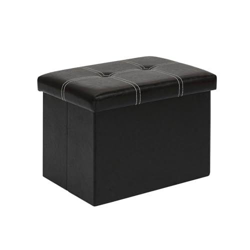 B FSOBEIIALEO Folding Storage Ottoman Cube, Faux Leather Footrest Seat Coffee Table, Black 16.5"x12.6"x12.6" - color: Black 16.5"x12.6"x12.6"