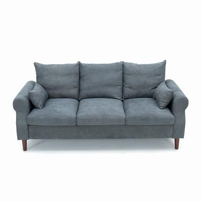 Panana 3 Seater Sofa,Rolled Armrest Design Upholstered Linen Fabric Couch,195 x 80 x 80 cm (Gray, 3 Seater) - color: Gray Linen Fabric, size: 3 seater