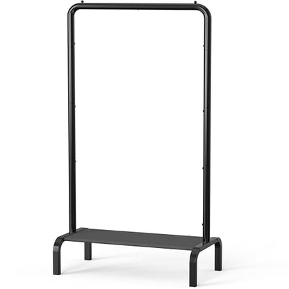 Simple Houseware 30" W Narrow Freestanding Garment Rack with Shelves, Black | With Storage Shelf – Slim & Space-Saving Closet Organizer