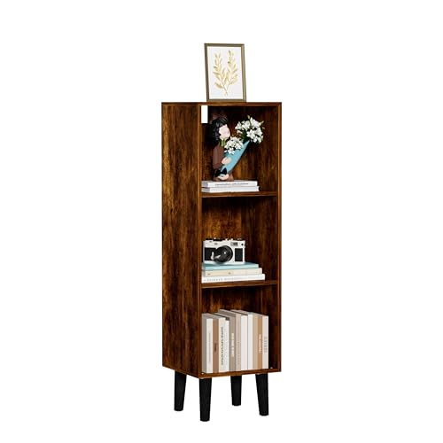 3 Cube Bookcase, Wooden Book Shelf Cube Storage Organizer with Legs, 3 Tier Bookshelf Freestanding Open Shelves for Bedroom, Living Room, Home Office (Brown, 3 Cube) - color: Brown, size: 3 Cube