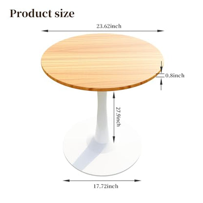 24" Small Round Dining Table for 2 – Durable & Well-Made Tulip Table with Sturdy Metal Frame, Compact 2-Seater Kitchen or Dining Room Table for Small Spaces, Apartments, Café, Restaurant, Office