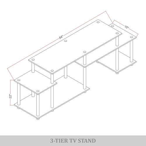 Simple 3-Tier TV Stand with Open Storage Shelves, for TVs up to 50", Black - color: Black