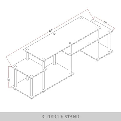Simple 3-Tier TV Stand with Open Storage Shelves, for TVs up to 50", Dark Grey - color: Dark Grey