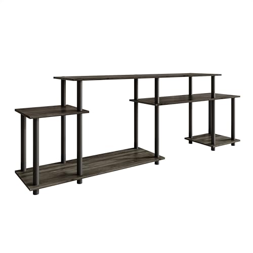 Simple 3-Tier TV Stand with Open Storage Shelves, for TVs up to 50", Dark Grey - color: Dark Grey