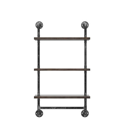 DR.IRON Industrial Pipe Shelving Rustic Bathroom Shelves with Towel Bar, 24" Pipe Shelf Wall Mounted, Farmhouse Bathroom Shelf Storage (3 tier-24) - size: 3-tier shelves