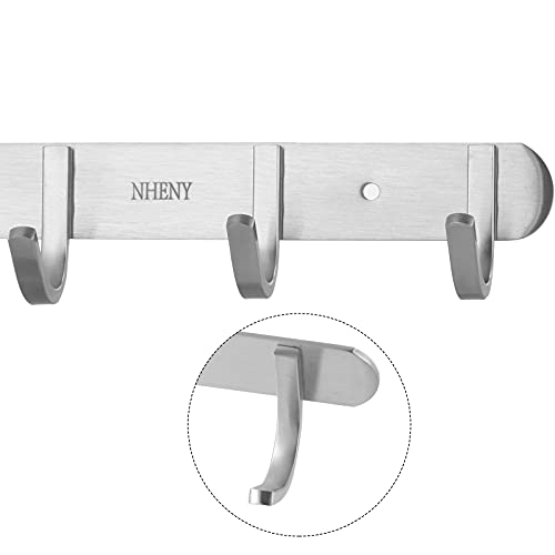 304 Stainless Steel Brushed Nickel Coat Hook Hanger Wall Mounted 17-Inch Towel Hook Rack with 7 Hooks, Easy Installation Rail for Bedroom, Bathroom, Foyer, Hallway, Office, Rust and Water Proof - size: 7S hooks