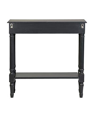 Marisol Black Narrow Console Table for Entryway with Drawer | 31.5-inch slim sofa table with lower shelf, solid wood frame, distressed finish, hallway storage for small spaces - color: Black Distressed