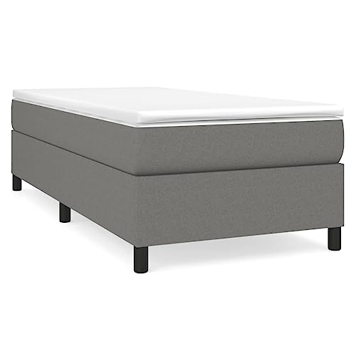 Twin Bed Frame Dark Gray, Upholstered Platform Bed with Breathable Polyester Fabric, Sturdy Plywood and Engineered Wood Mattress Foundation, Modern Style for Bedroom, 39.4 x 76 Inch - color: Grey, size: Twin