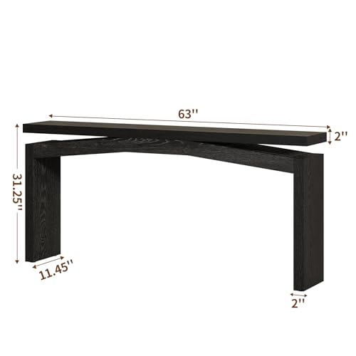 63-Inch Black Console Tables for Entryway Mid Century | Wooden Sofa Table Behind Couch, Entryway Console Tables for Living Room, Entry Way, Hallway - color: Black